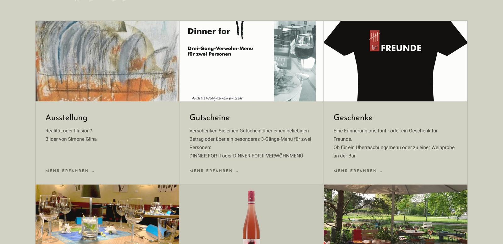 Website fünf, Unterseite
